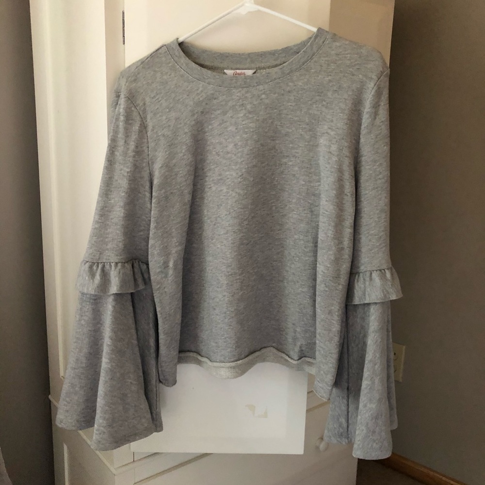 Grey flare sleeve sweater